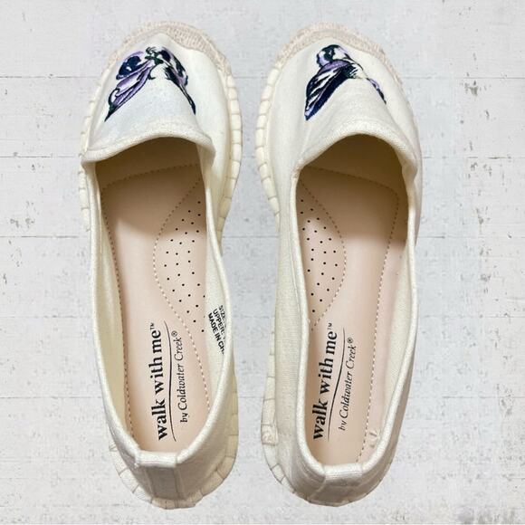 Coldwater Creek Walk With Me Espadrilles Embroidered Butterfly Size 6.5 Boho - Picture 8 of 10